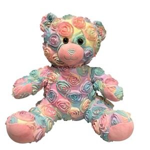 Build A Bear Pastel Rose Bouquet Plush Stuffed Animal Rainbow Teddy BAB 12"